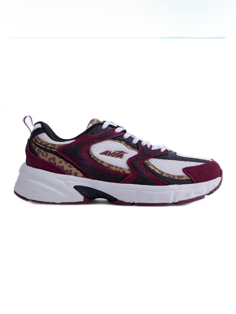 Avia Women's Burgundy and Leopard Accent Athletic Sneakers